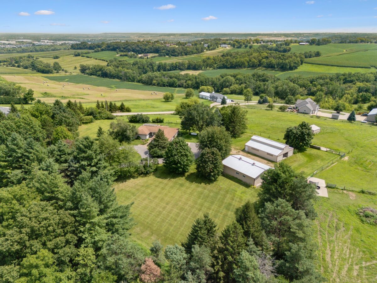 Rural acreage and farmland aerial on Middle Road